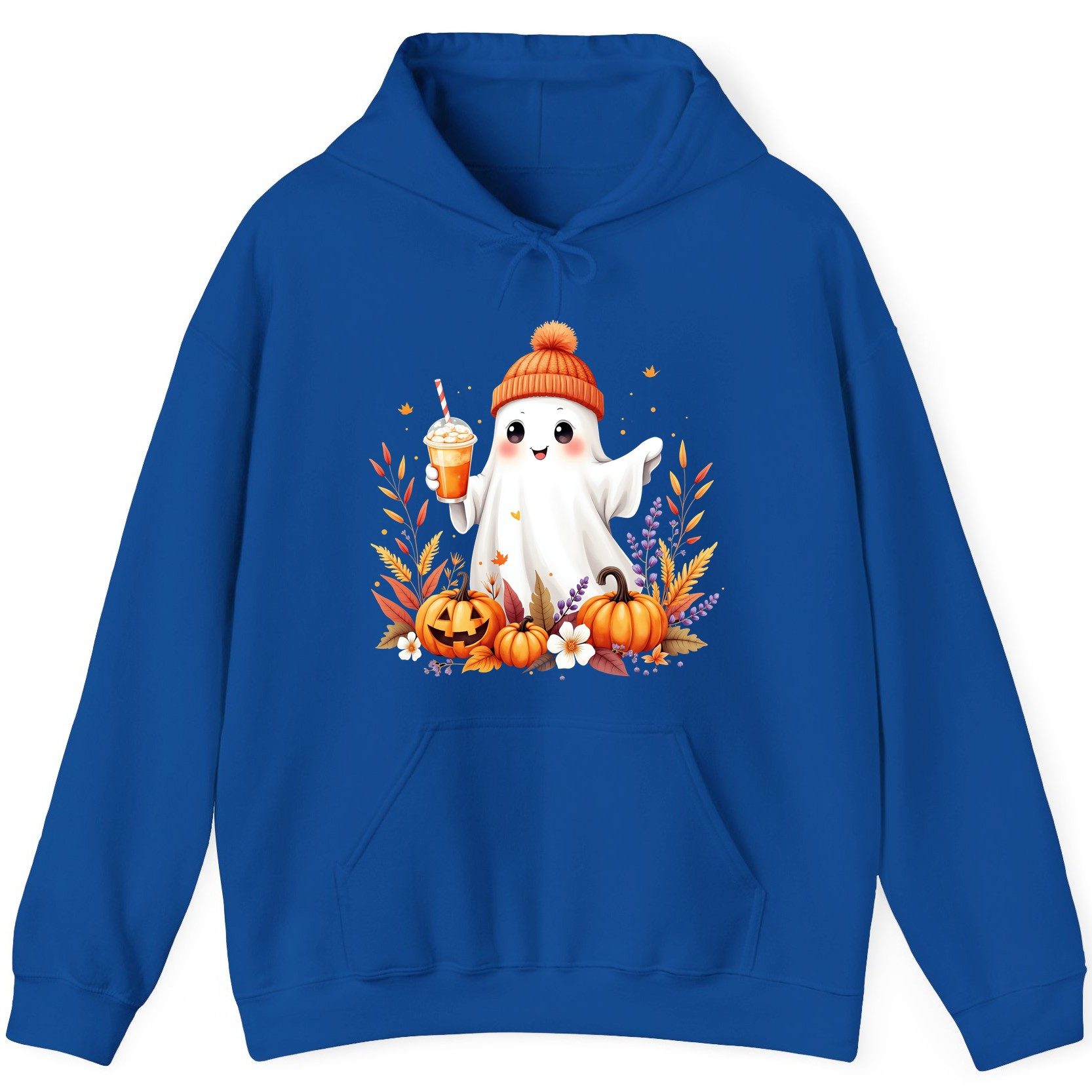 Cute Ghost Pumpkin Spice Latte cute Halloween ghost Hoodie Royal product mockup