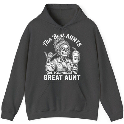 The Best Aunts Get Promoted to GREAT AUNT Funny Announcement Hoodie - product mockup - Dark Heather