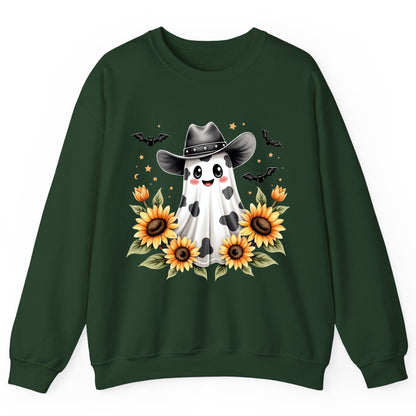 Cowboy Ghost Sunflowers cowboy ghost Sweatshirt Forest Green product mockup