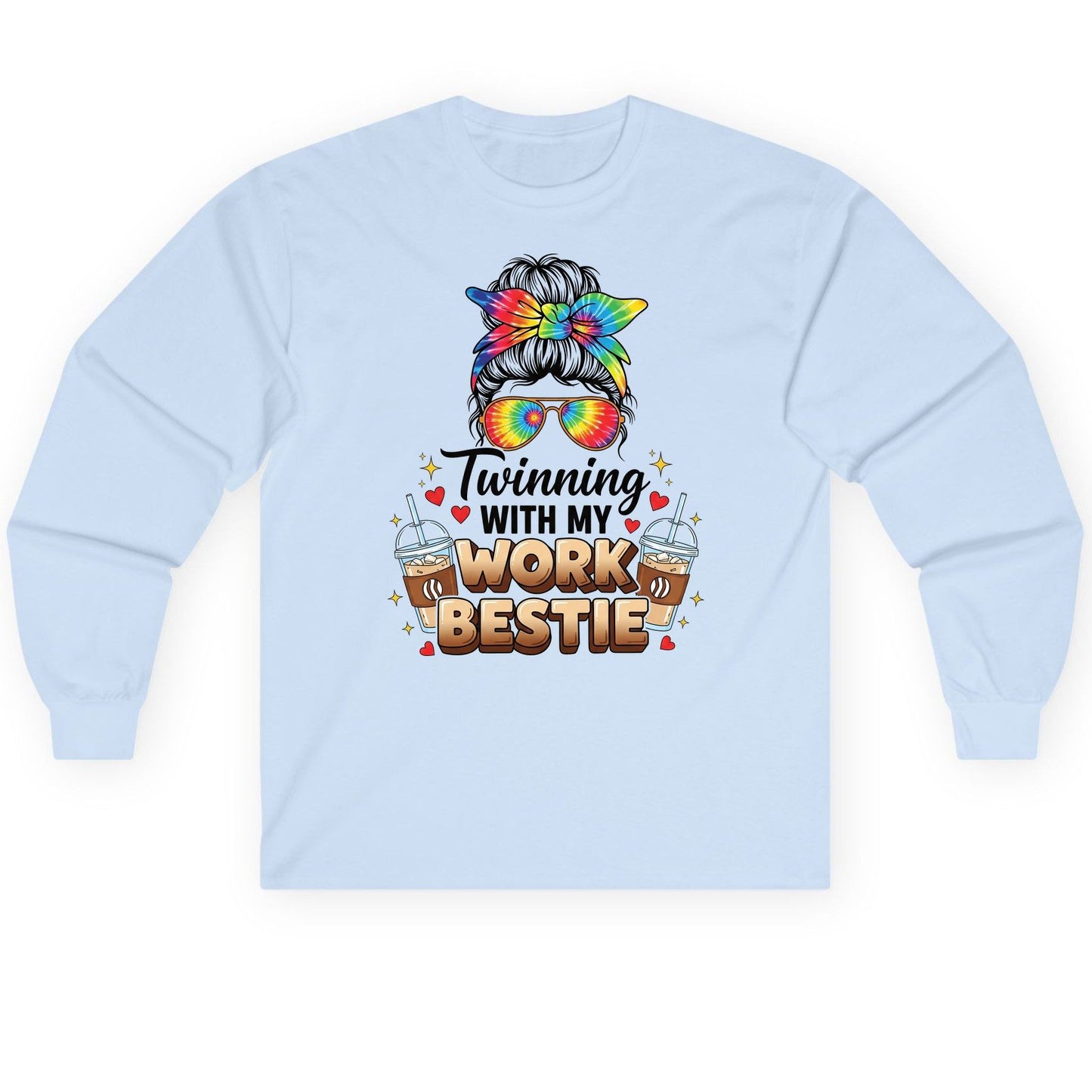 Twinning with My Work Bestie work bestie Long Sleeve Tee Light Blue product mockup