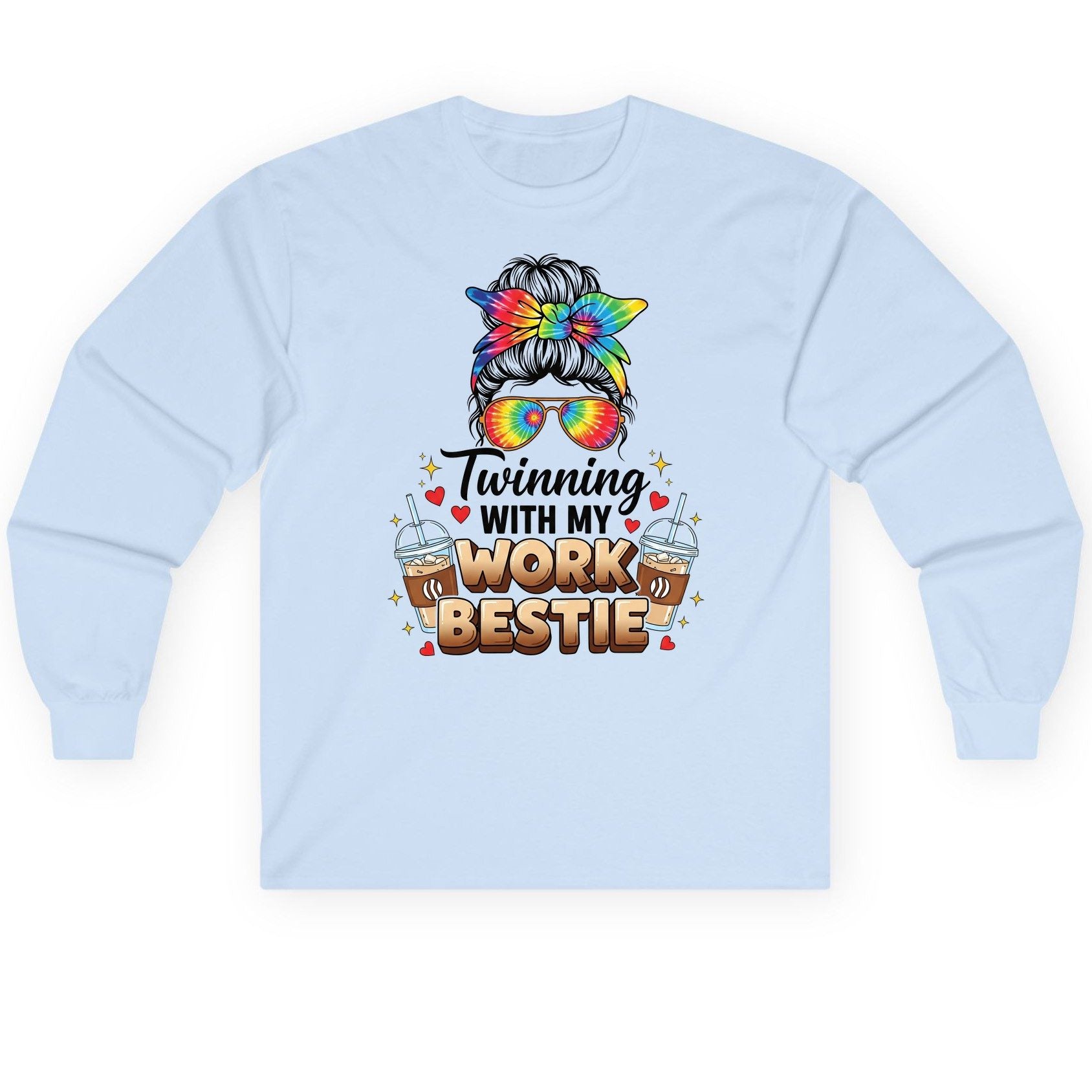 Twinning with My Work Bestie work bestie Long Sleeve Tee Light Blue product mockup