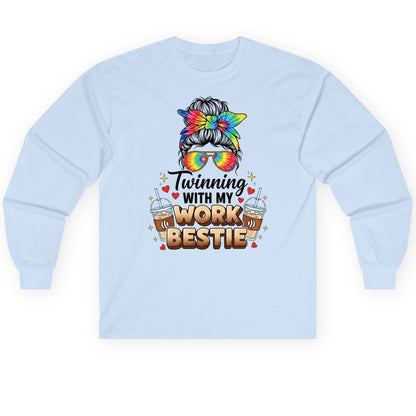 Twinning with My Work Bestie work bestie Long Sleeve Tee Light Blue product mockup