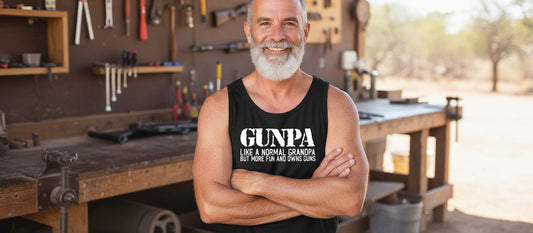 Gunpa Like a Normal Grandpa but More Fun and Owns Guns funny gun owner grandpa Tank Top Black lifestyle mockup