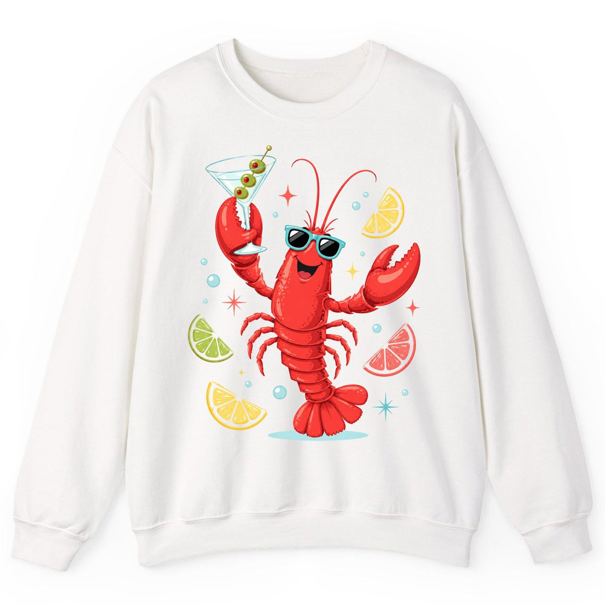 Cartoon Lobster Party lobster Sweatshirt White product mockup
