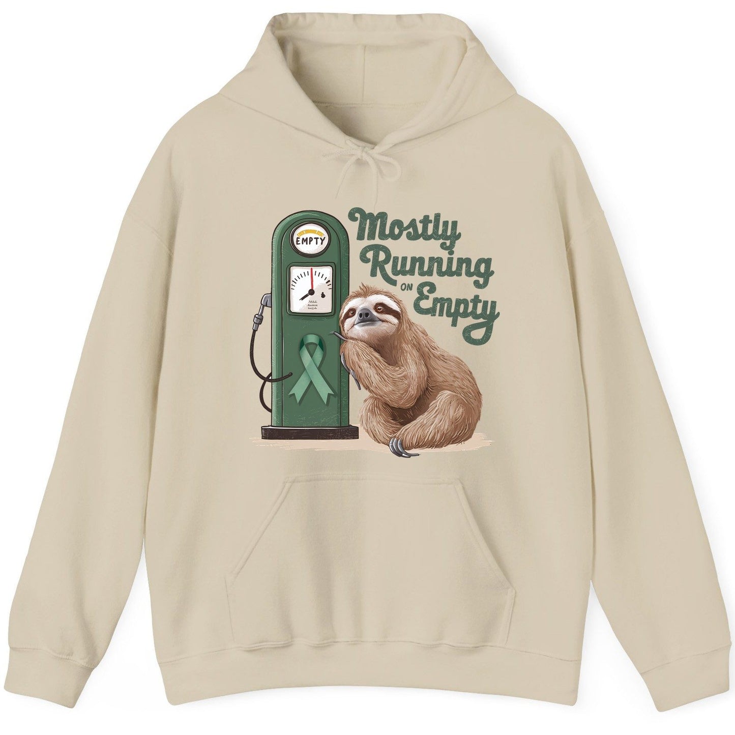 Mostly Running on Empty sloth Hoodie Sand product mockup