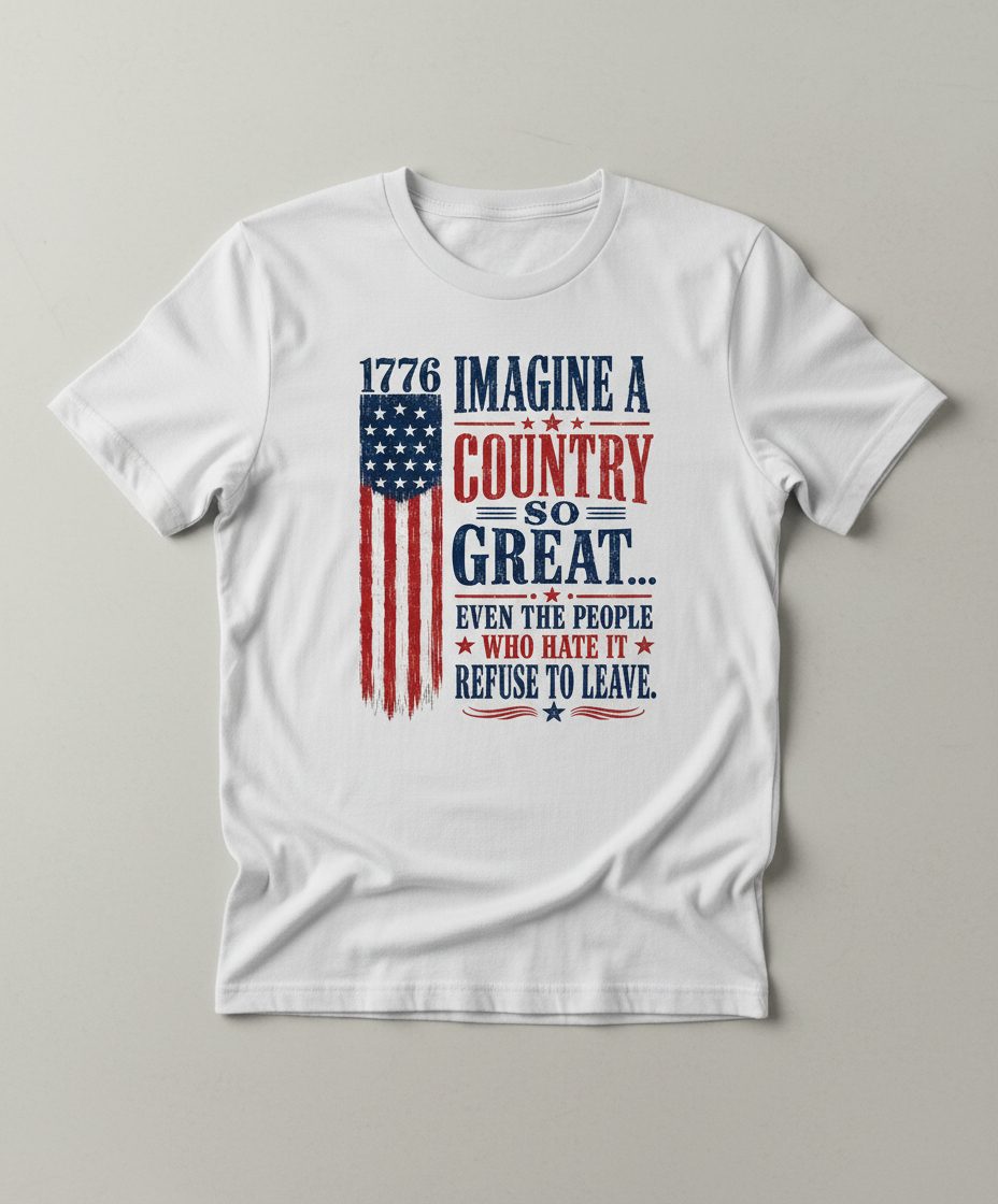 Imagine a Country So Great Patriotic Vintage American T-Shirt - product mockup - White