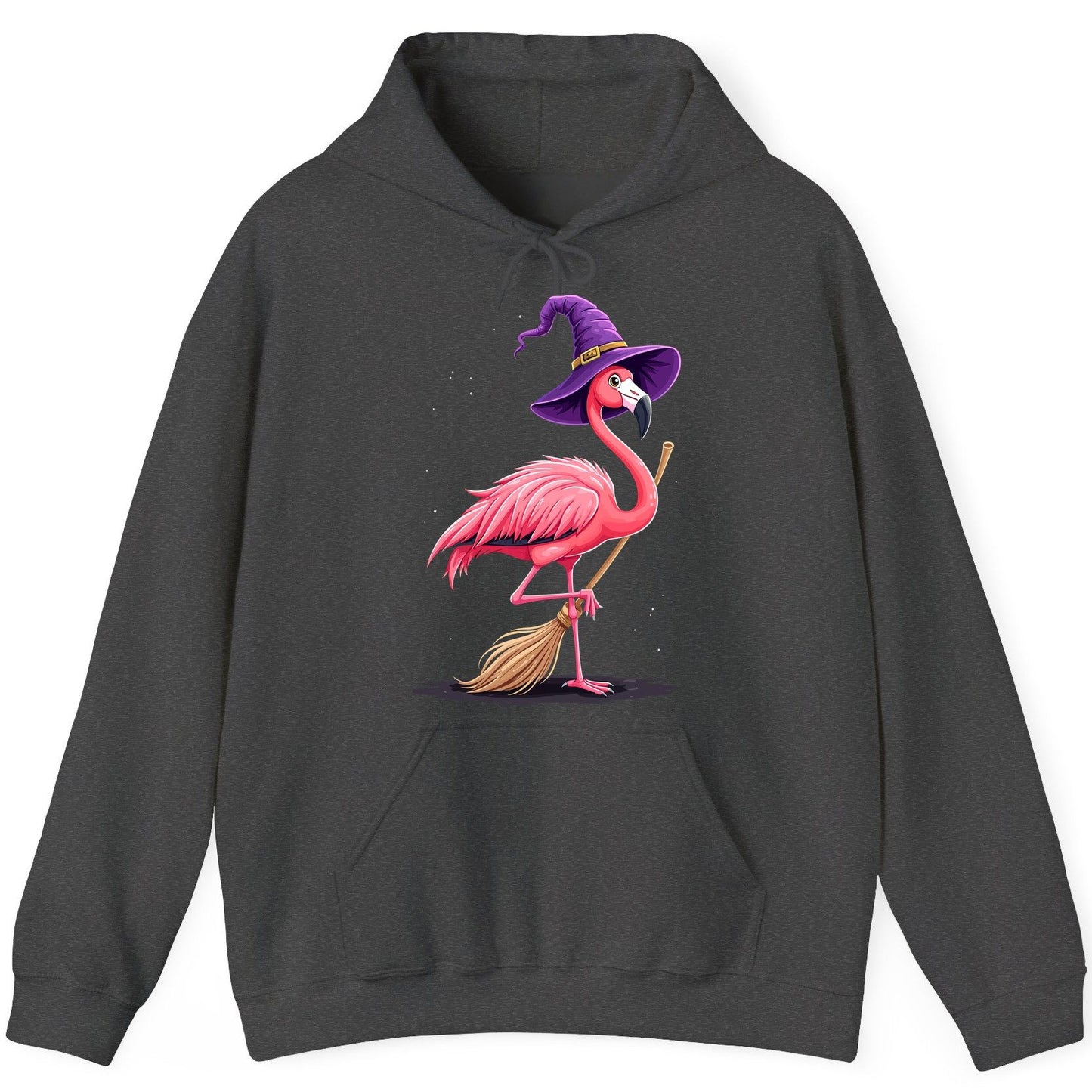 Witch Flamingo flamingo Hoodie Dark Heather product mockup