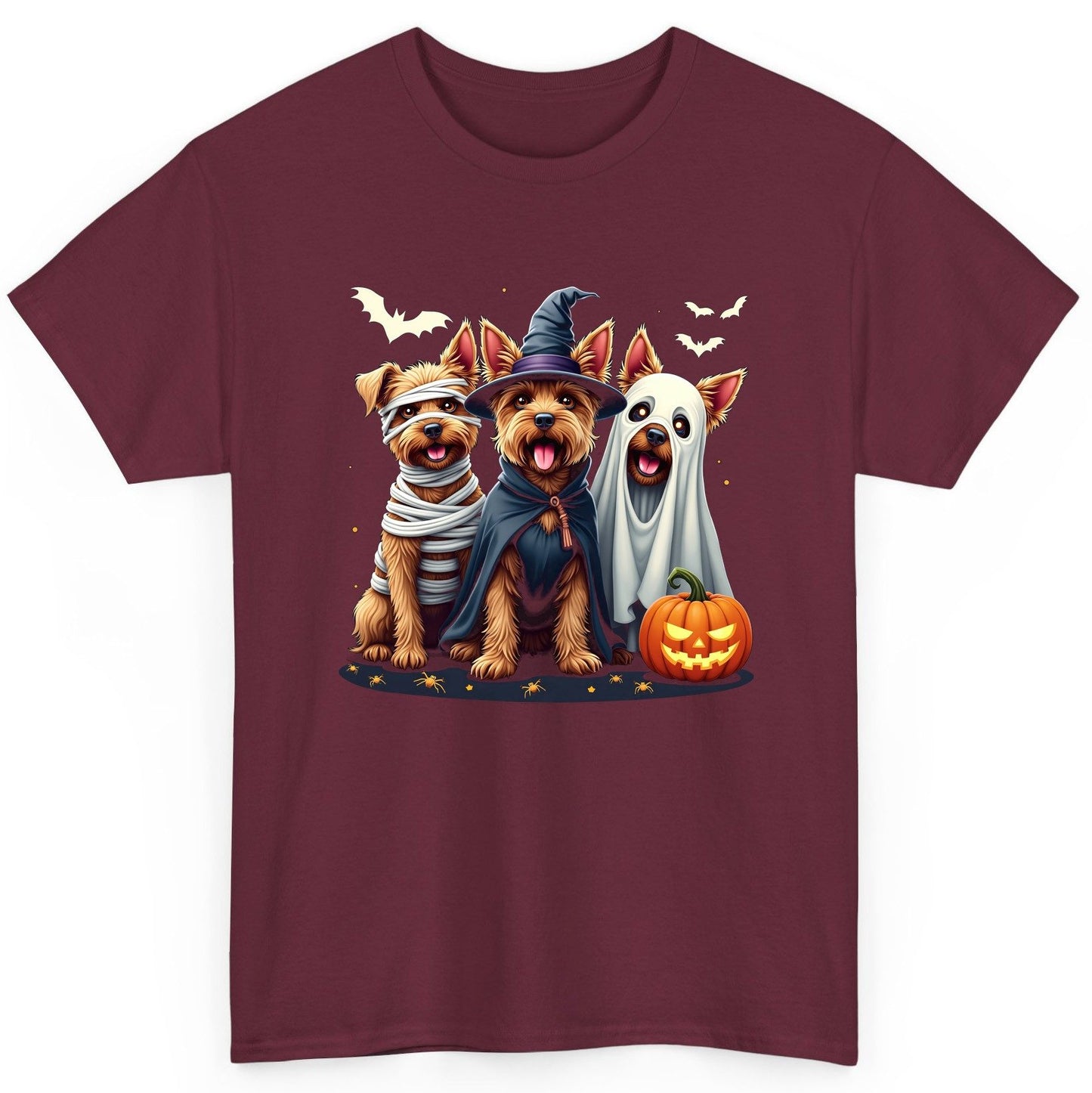 Cute Dogs Halloween Costumes dogs in Halloween costumes T-Shirt Maroon product mockup