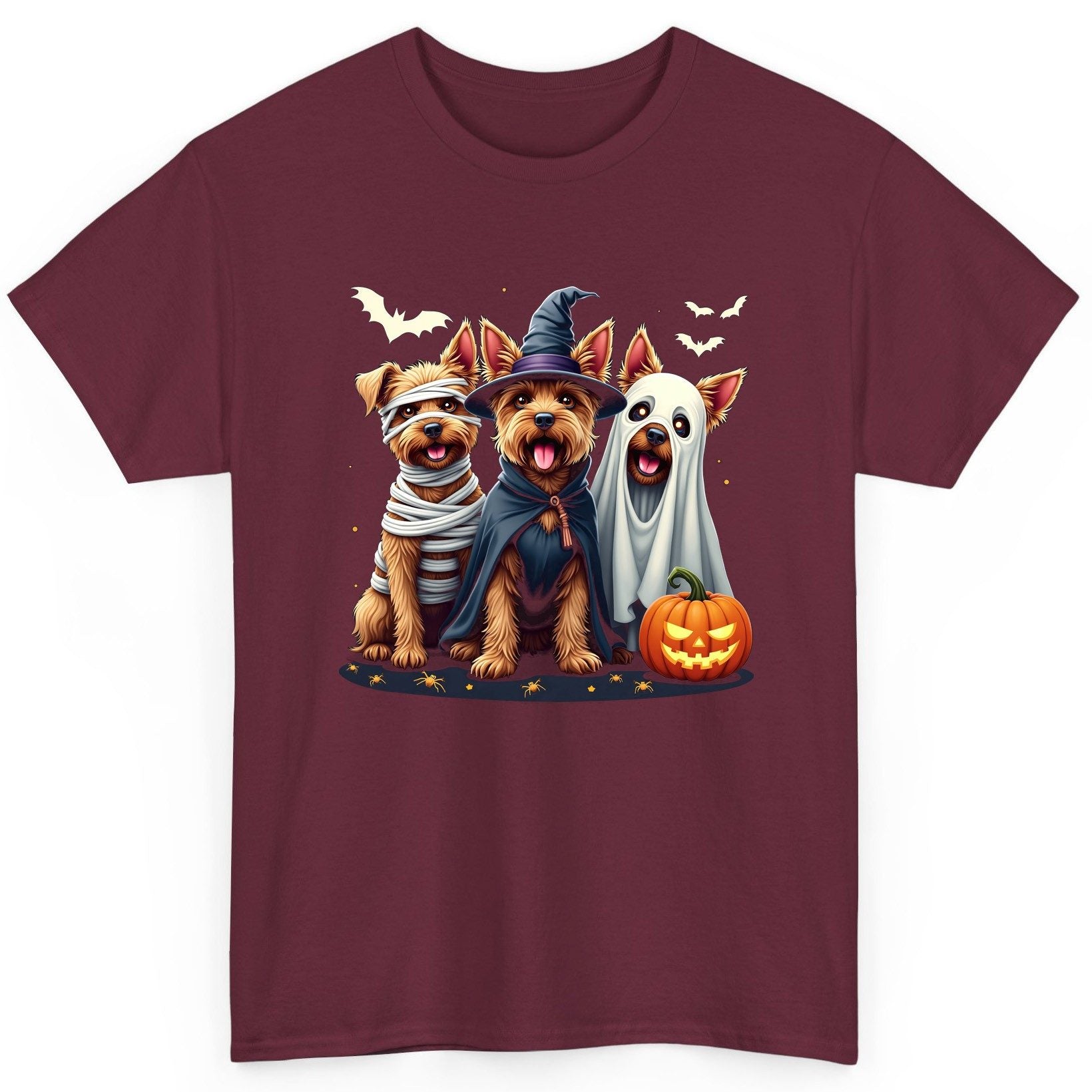 Cute Dogs Halloween Costumes dogs in Halloween costumes T-Shirt Maroon product mockup