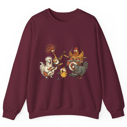 Chicken Rock Band chicken rock band Sweatshirt Maroon product mockup