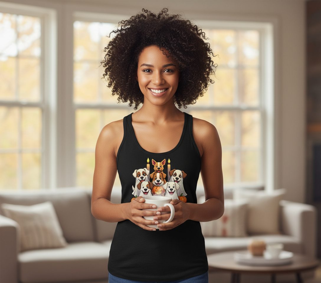 Cute Ghost Dogs Halloween Halloween dogs Tank Top Black lifestyle mockup