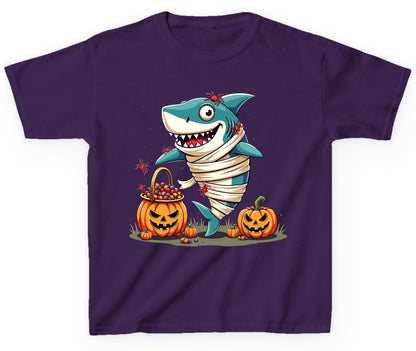 Mummy Shark Halloween shark Youth T-Shirt Purple product mockup