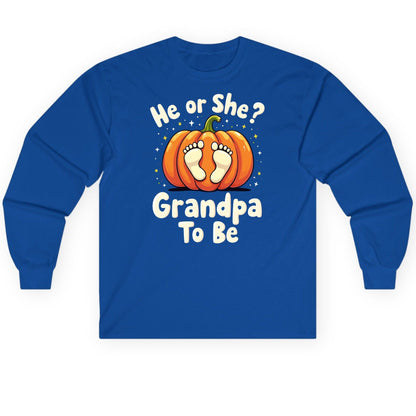 He or She Grandpa to Be gender reveal Long Sleeve Tee Royal product mockup