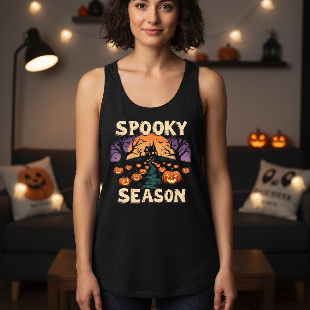 Spooky Season Halloween Tank Top Black lifestyle mockup
