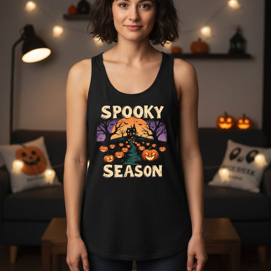 Spooky Season Halloween Tank Top Black lifestyle mockup