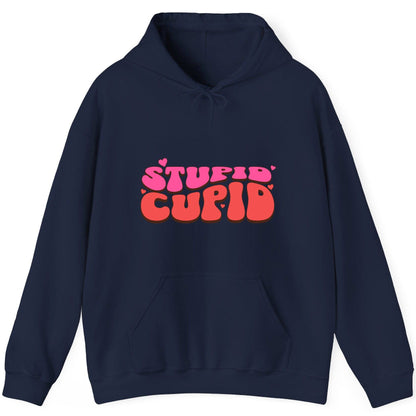 Stupid Cupid anti-Valentine's Day Hoodie Navy product mockup
