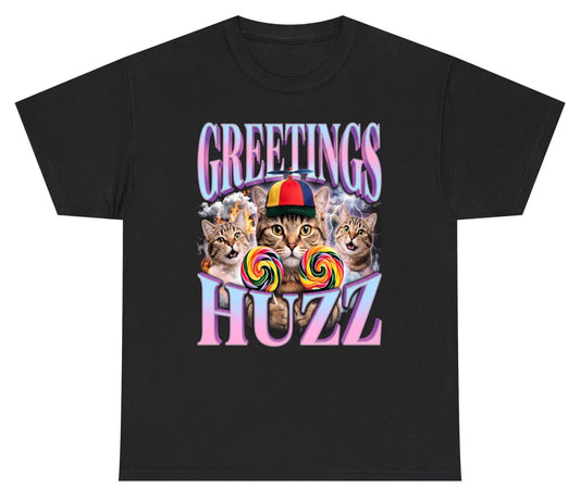 Greetings Huzz Funny Cats Youth T-Shirt - product mockup - Black