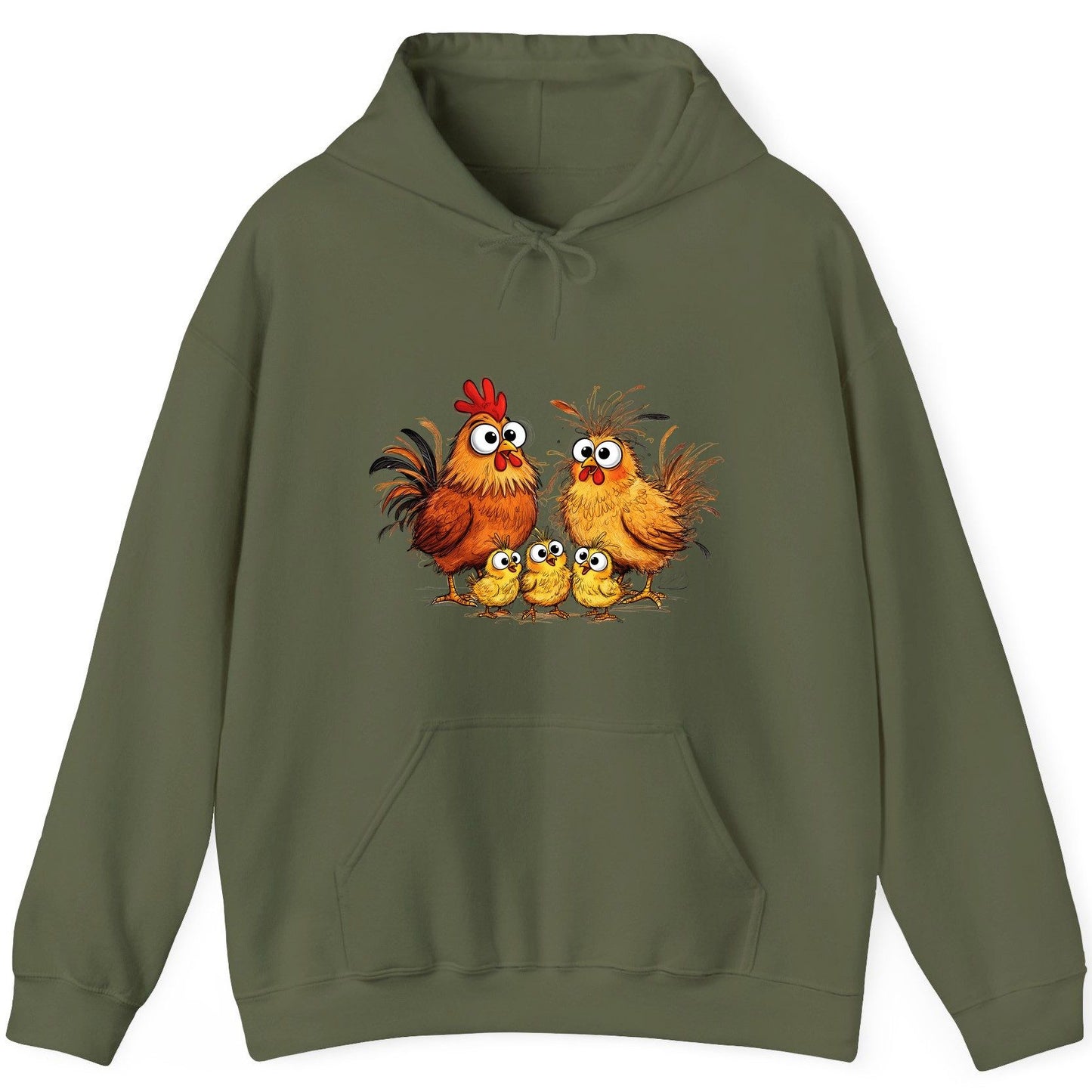 Funny Chicken Family chicken family Hoodie Military Green product mockup