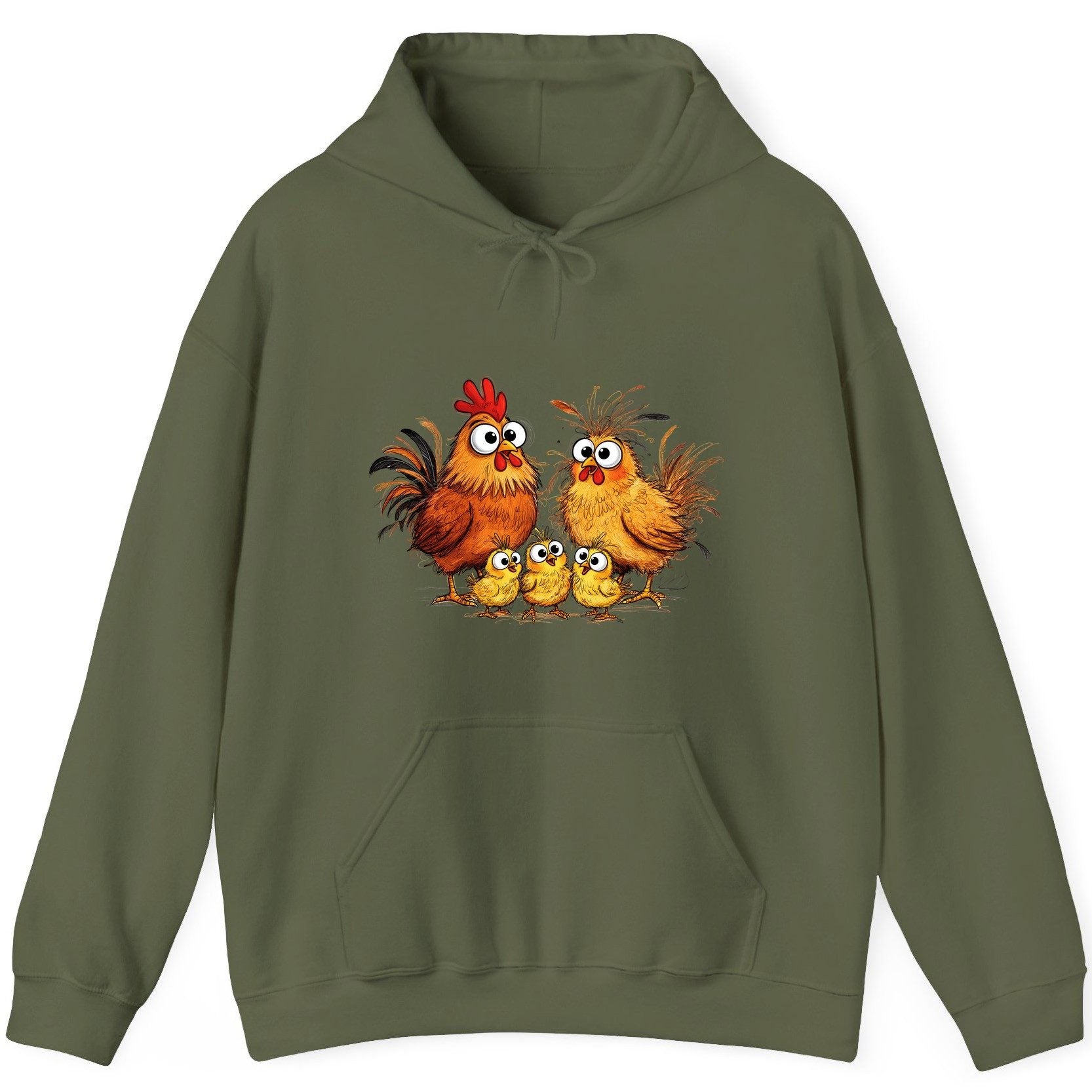 Funny Chicken Family chicken family Hoodie Military Green product mockup
