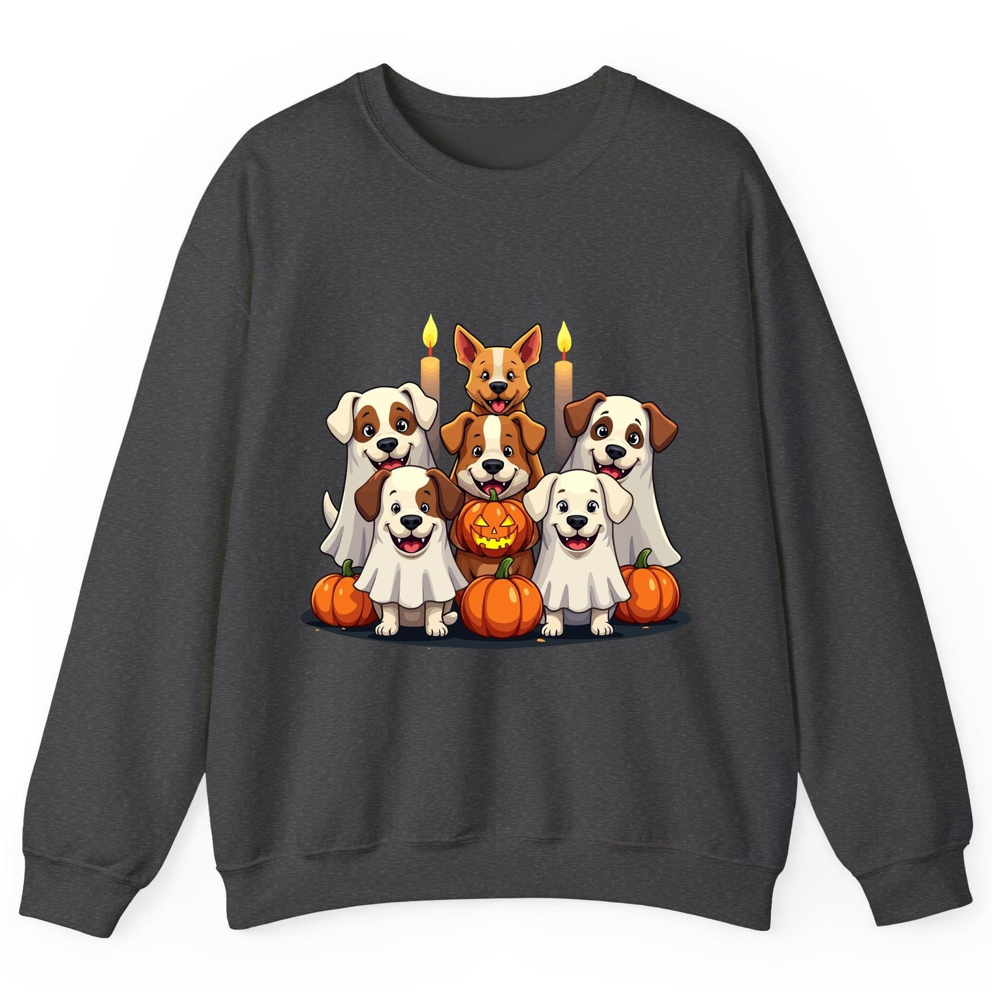 Cute Ghost Dogs Halloween Halloween dogs Sweatshirt Dark Heather product mockup