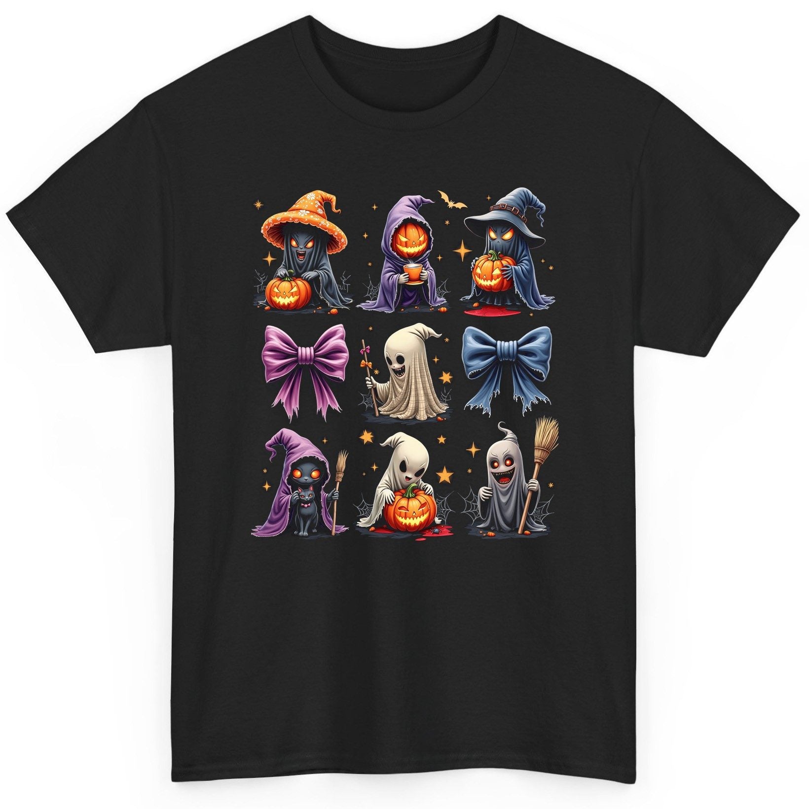 Spooky Cute Halloween Characters Halloween characters T-Shirt Black product mockup