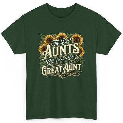The Best AUNTS Get Promoted to GREAT AUNT Retro T-Shirt - product mockup - Forest Green