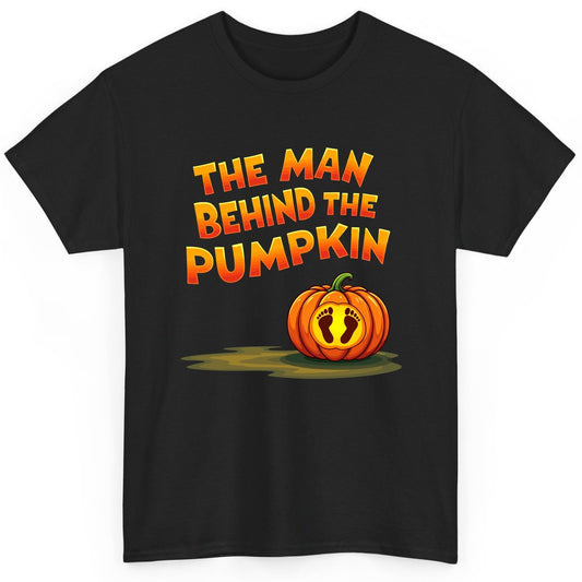 The Man Behind the Pumpkin pregnancy announcement T-Shirt Black product mockup