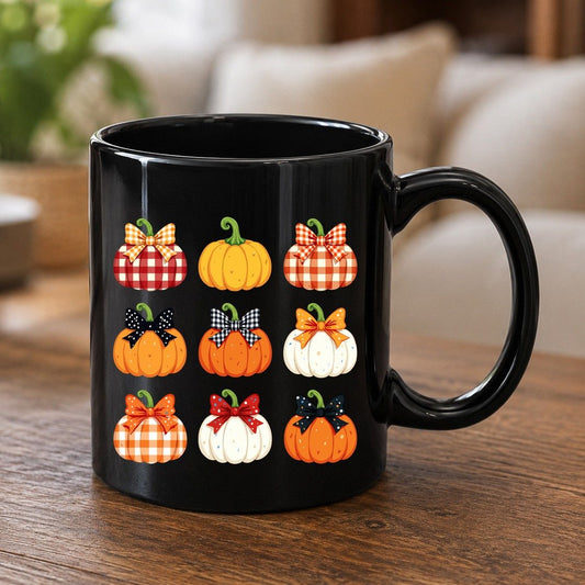 Decorative Fall Pumpkins fall pumpkins Black Mug Black product mockup