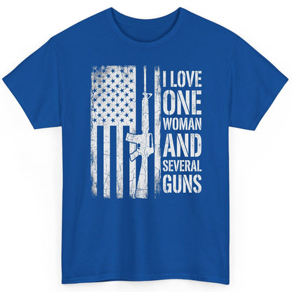 I LOVE ONE WOMAN AND Several GUNS Funny Pro-Gun T-Shirt - product mockup - Royal