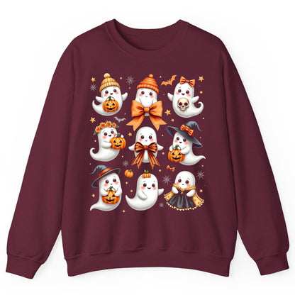 Cute Kawaii Ghosts Collection cute Halloween ghosts Sweatshirt Maroon product mockup