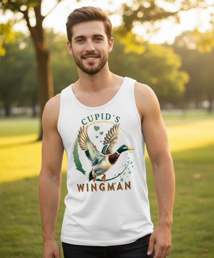 Cupid's Wingman mallard duck Tank Top White lifestyle mockup