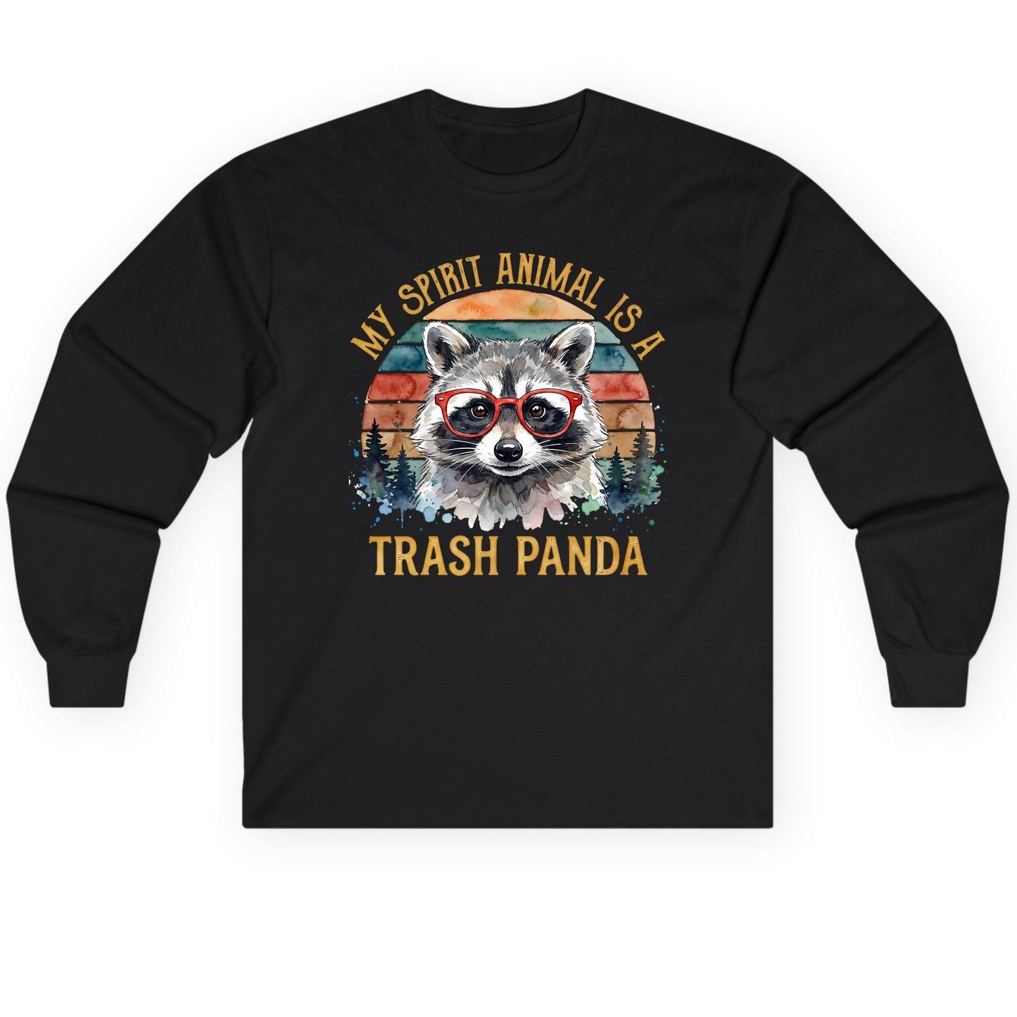 My Spirit Animal Is a Trash Panda raccoon Long Sleeve Tee Black product mockup