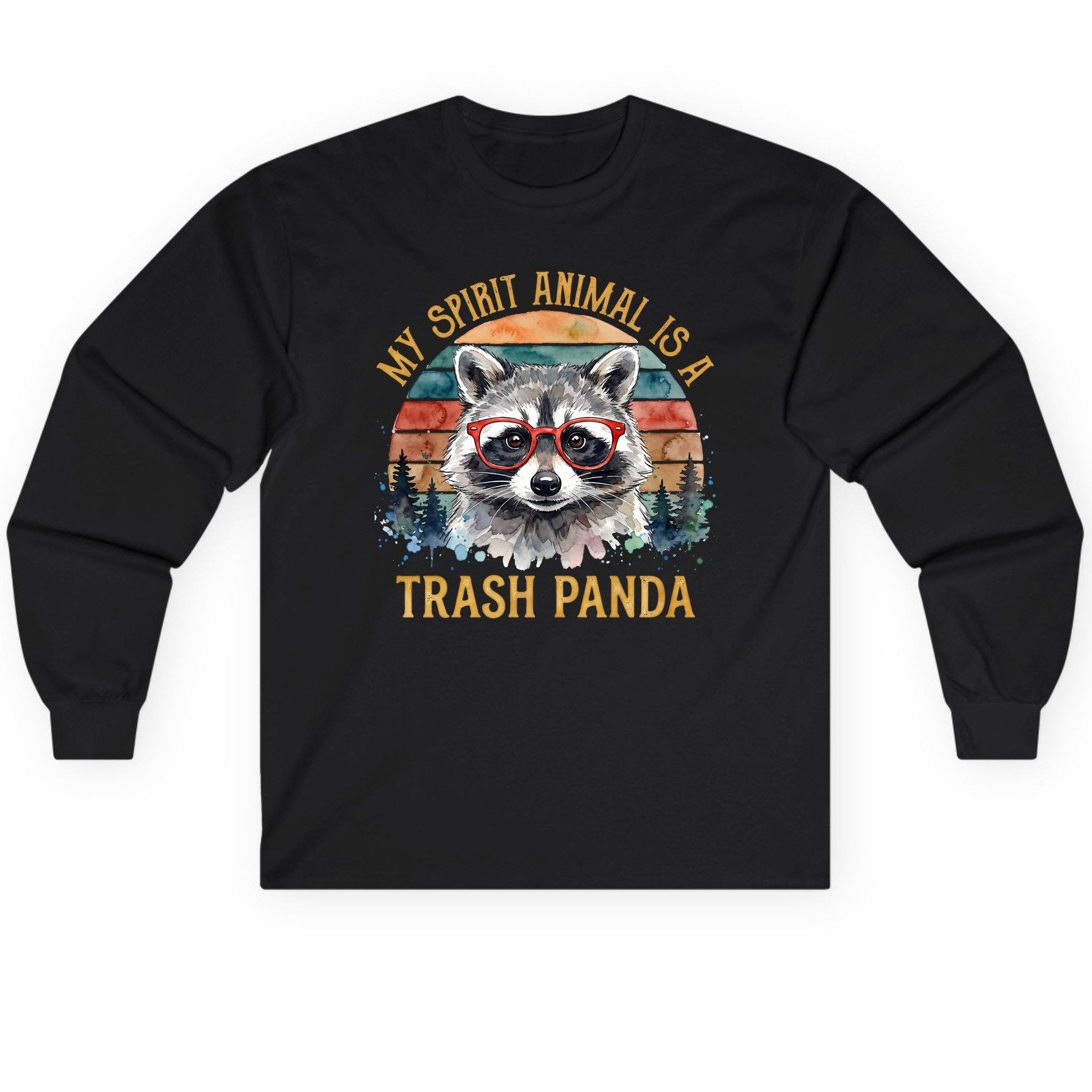 My Spirit Animal Is a Trash Panda raccoon Long Sleeve Tee Black product mockup