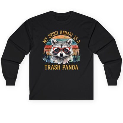 My Spirit Animal Is a Trash Panda raccoon Long Sleeve Tee Black product mockup