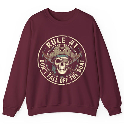 Rule 1 Don't Fall Off the Boat pirate Sweatshirt Maroon product mockup