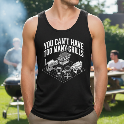 You Can't Have Too Many Grills BBQ Design Tank Top - Black