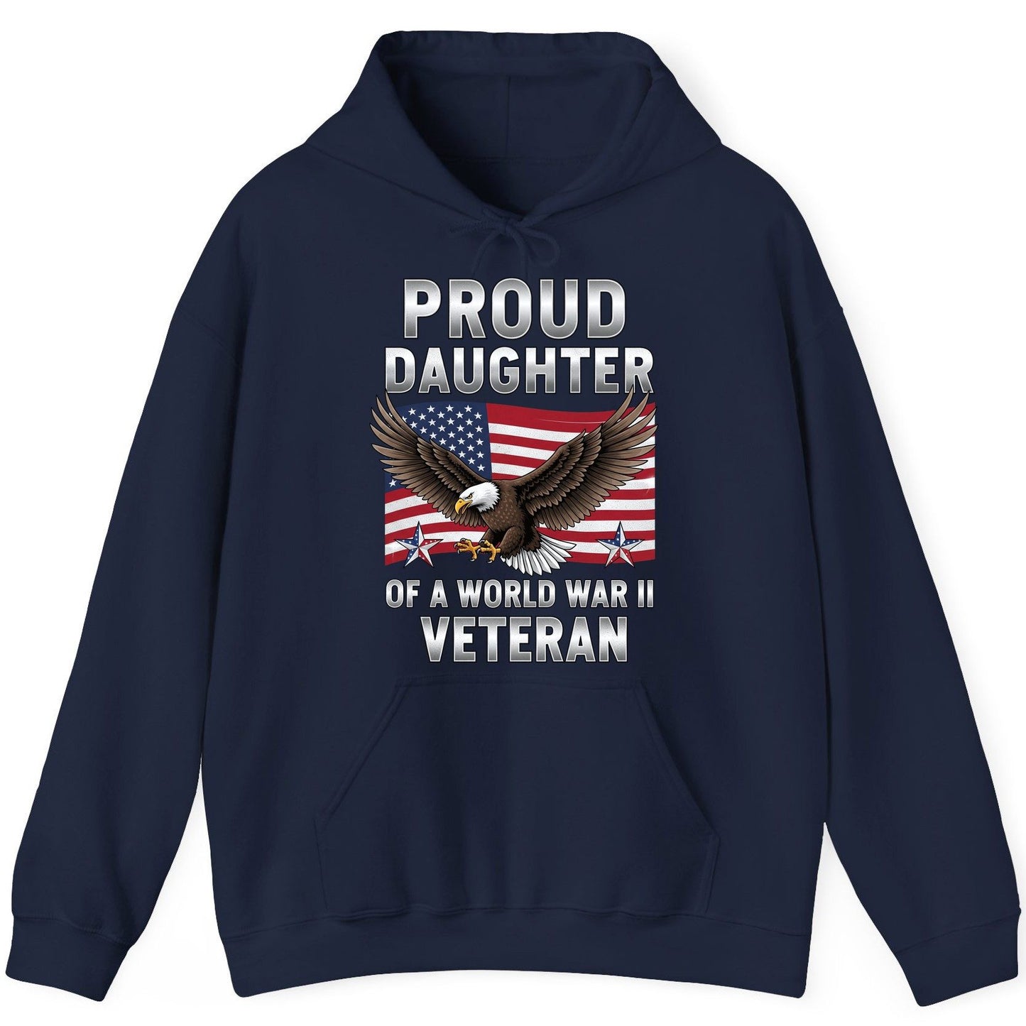 Proud Daughter of a World War Ii Veteran wwii veteran family Hoodie Navy product mockup