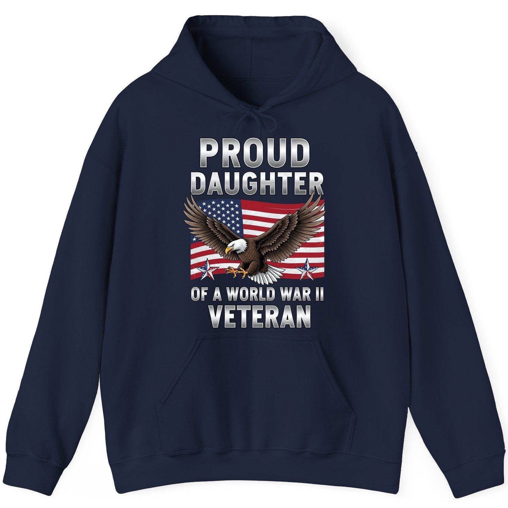 Proud Daughter of a World War Ii Veteran wwii veteran family Hoodie Navy product mockup