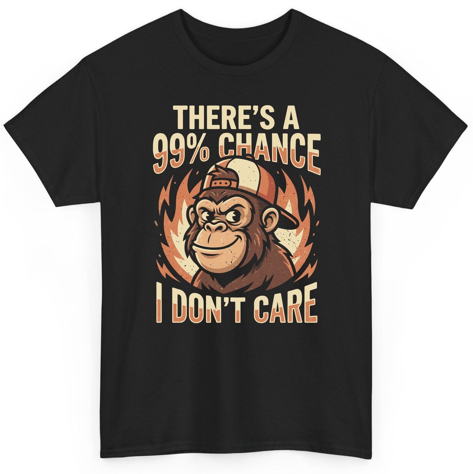 There's a 99% Chance I Don't Care monkey T-Shirt Black product mockup
