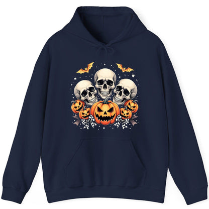 Skulls and Pumpkins Halloween Halloween Hoodie Navy product mockup
