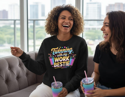 Twinning with My Work Bestie work friendship Sweatshirt Black lifestyle mockup