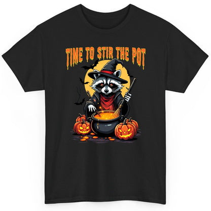 Time to Stir the Pot Halloween raccoon T-Shirt Black product mockup
