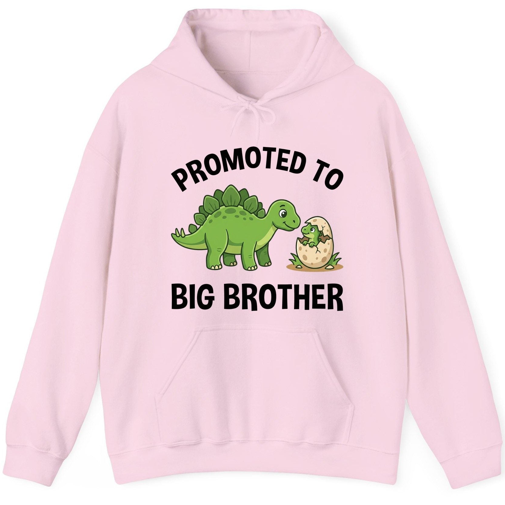 Promoted to Big Brother Dinosaur Hoodie - product mockup - Light Pink