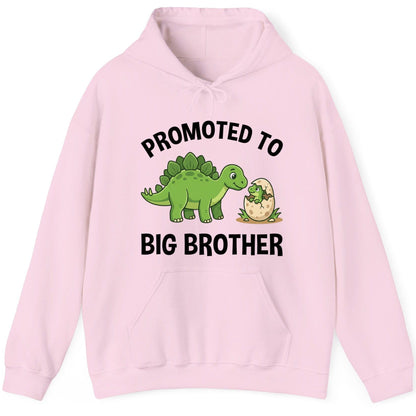 Promoted to Big Brother Dinosaur Hoodie - product mockup - Light Pink