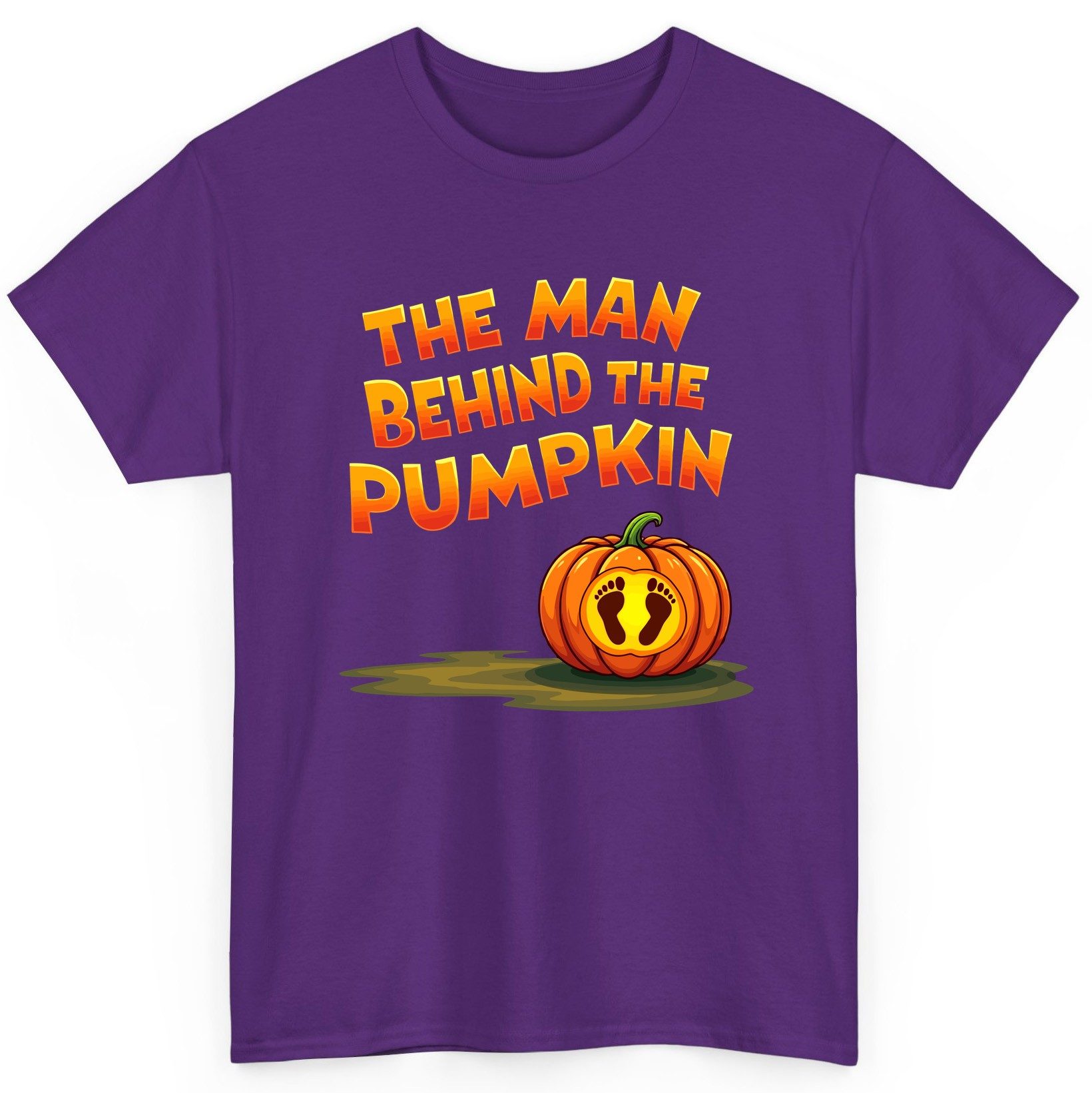 The Man Behind the Pumpkin pregnancy announcement T-Shirt Purple product mockup
