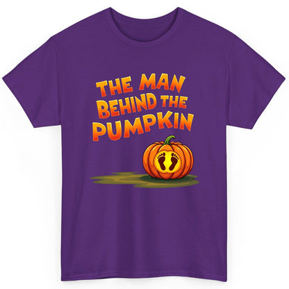 The Man Behind the Pumpkin pregnancy announcement T-Shirt Purple product mockup