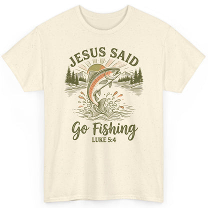 JESUS SAID Go Fishing LUKE 5 4 Vintage Christian T-Shirt - product mockup - Natural