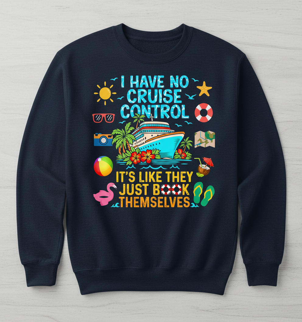 I Have No Cruise Control Funny Vacation Design Sweatshirt - Navy