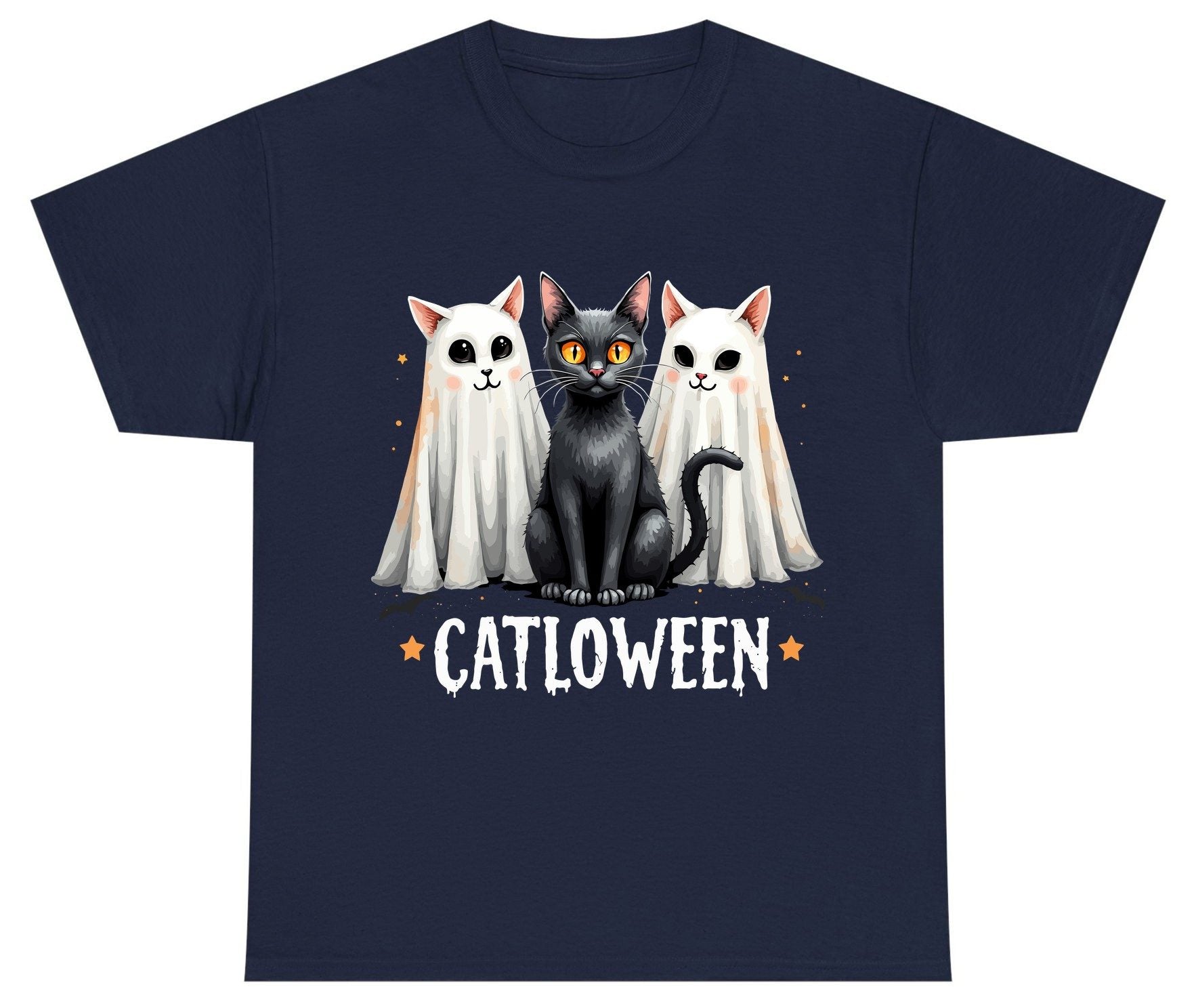 Catloween Halloween cats Youth T-Shirt Navy product mockup