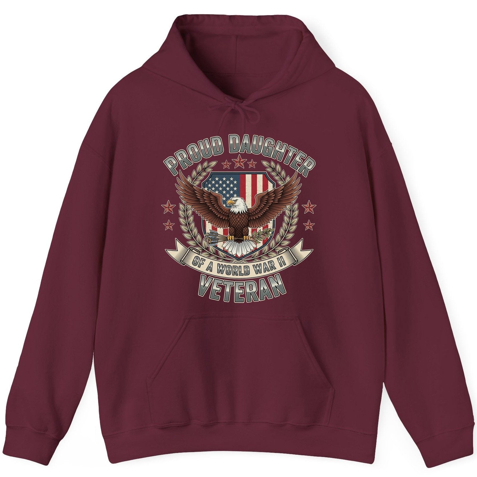 Proud Daughter of a World War Ii Veteran wwii veteran Hoodie Maroon product mockup